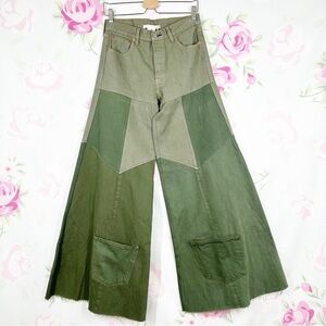 NEW Free People x Tricia Fix Reworked Denim Bell Wide Leg Flare Jeans XS